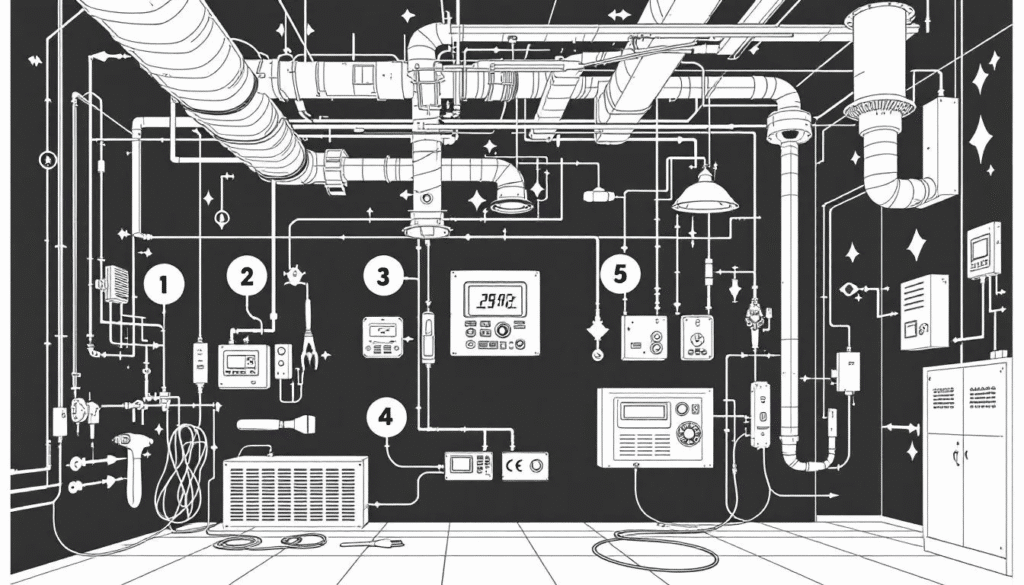 Testing and commissioning of a new HVAC system.